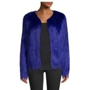 UNREAL DREAM FUR FAUX FUR JACKET ROYAL BLUE SMALL NEW